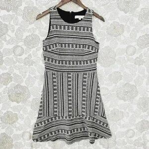 Loft Aztec Sleeveless Fit & Flare Textured Mini Dress 6 Unlined